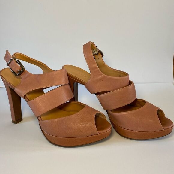 J. Crew Women’s Collin’s Platform Peep Toe Sling Back High Heels -Pink Nude Size - Picture 1 of 5